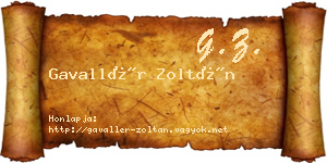 Gavallér Zoltán névjegykártya