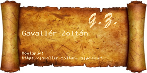 Gavallér Zoltán névjegykártya